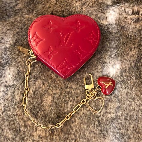 louis vuitton red heart coin purse